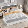 GustoWave Full/Queen/King Size Upholstered Bed Frame for Bedroom, Tufted Design Soft Headboard, Wooden Slat Support, White