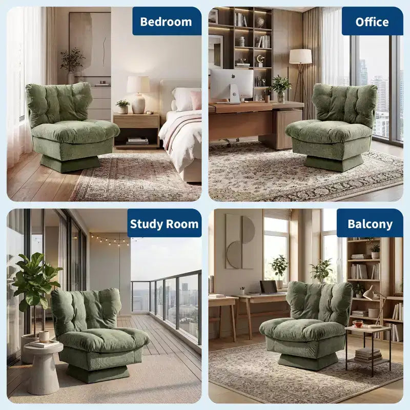 Fauteuil pivotant d'appoint moderne - Fauteuil de lecture confortable en chenille rembourré avec coussin épais, fauteuil club décoratif pour salon, chambre à coucher, bureau