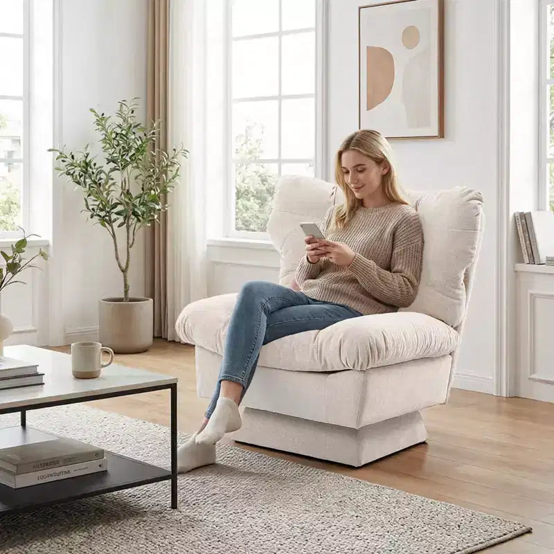 Fauteuil pivotant d'appoint moderne - Fauteuil de lecture confortable en chenille rembourré avec coussin épais, fauteuil club décoratif pour salon, chambre à coucher, bureau
