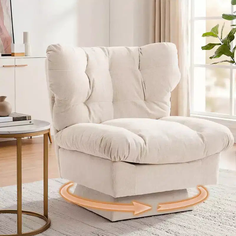 Modern Swivel Accent Chair - Cozy Chenille Upholstered Reading Chair with Thick Cushion, Decorative Club Chair for Living Room Bedroom Office