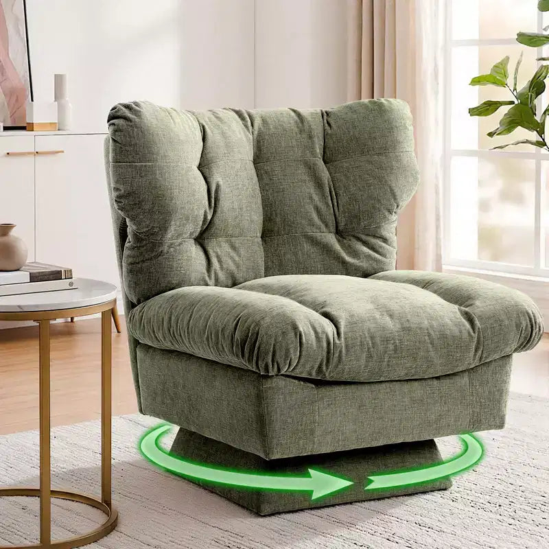 Fauteuil pivotant d'appoint moderne - Fauteuil de lecture confortable en chenille rembourré avec coussin épais, fauteuil club décoratif pour salon, chambre à coucher, bureau