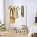 Portant à vêtements 800LBS avec panier de rangement, portant à vêtements roulant en fer robuste (2 pièces/carton, cintre portable pliable)