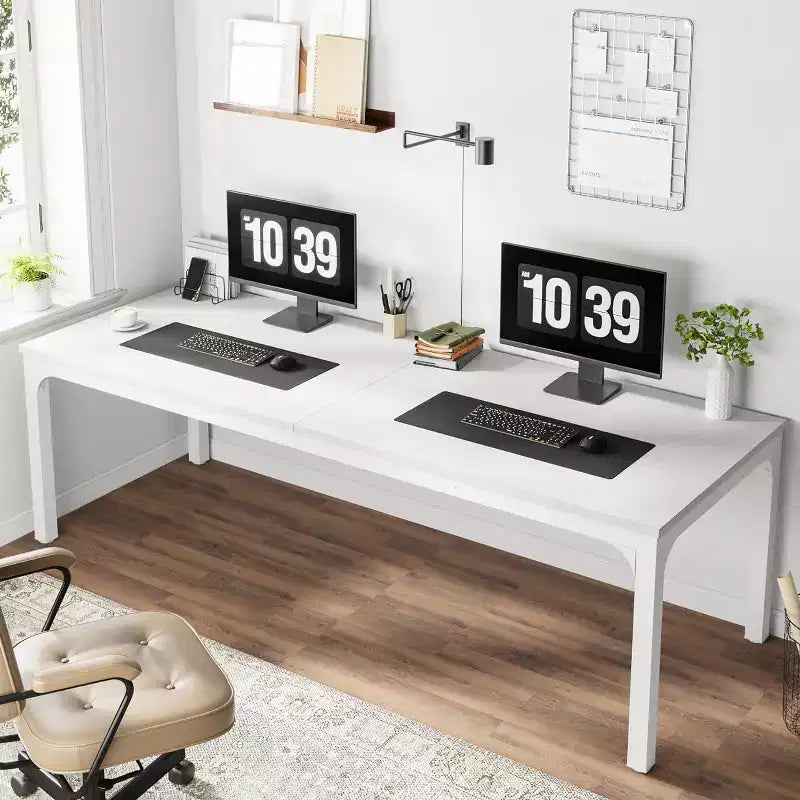 Bureau d'ordinateur extra long de 200 cm, double bureau pour 2 personnes, poste de travail pour bureau à domicile