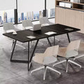 Lantine 70.86-Inch Conference Table for 8, Black Rectangular Meeting Table with Metal Base, Modern 5.9 ft Boardroom Table for Conference Room