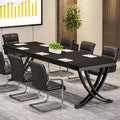 Lantine 78-Inch Conference Table for 6-8 People, Rectangular Seminar Table with Strong Metal Frame for Office Meeting Boardroom, Black