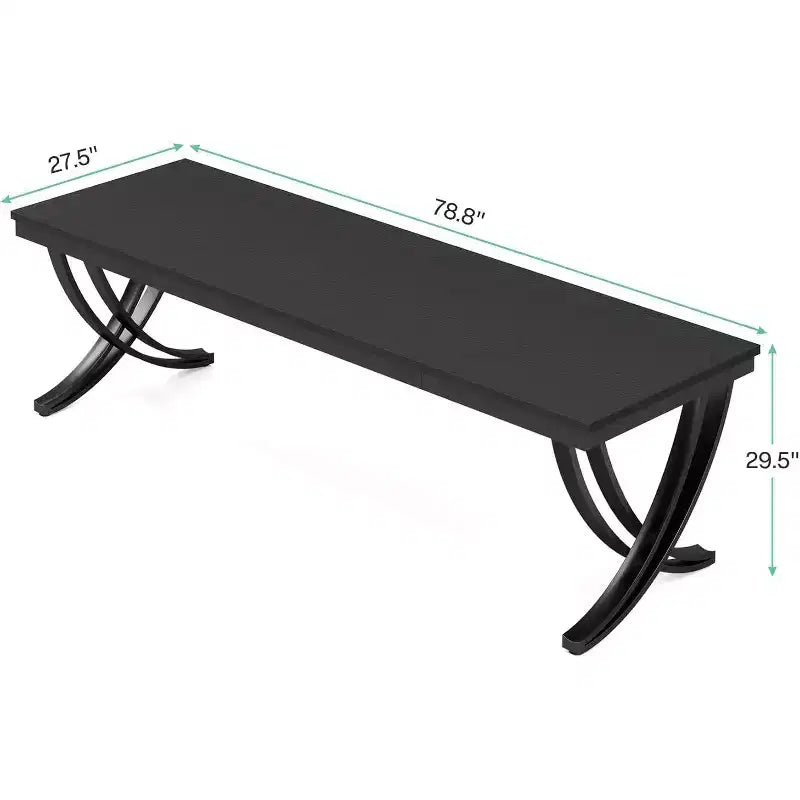 Table de conférence de 78 pouces pour 6 à 8 personnes, Table de séminaire rectangulaire avec cadre métallique robuste pour salles de réunion et de conférence, Noir
