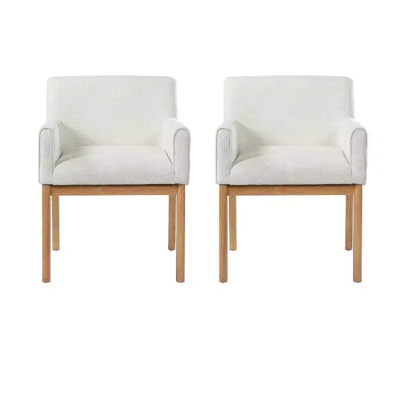 Chaises de salle à manger capitonnées modernes en bois d'hévéa avec accoudoirs