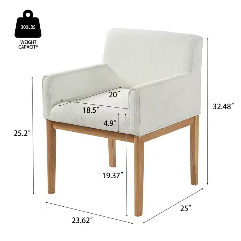 Chaises de salle à manger capitonnées modernes en bois d'hévéa avec accoudoirs