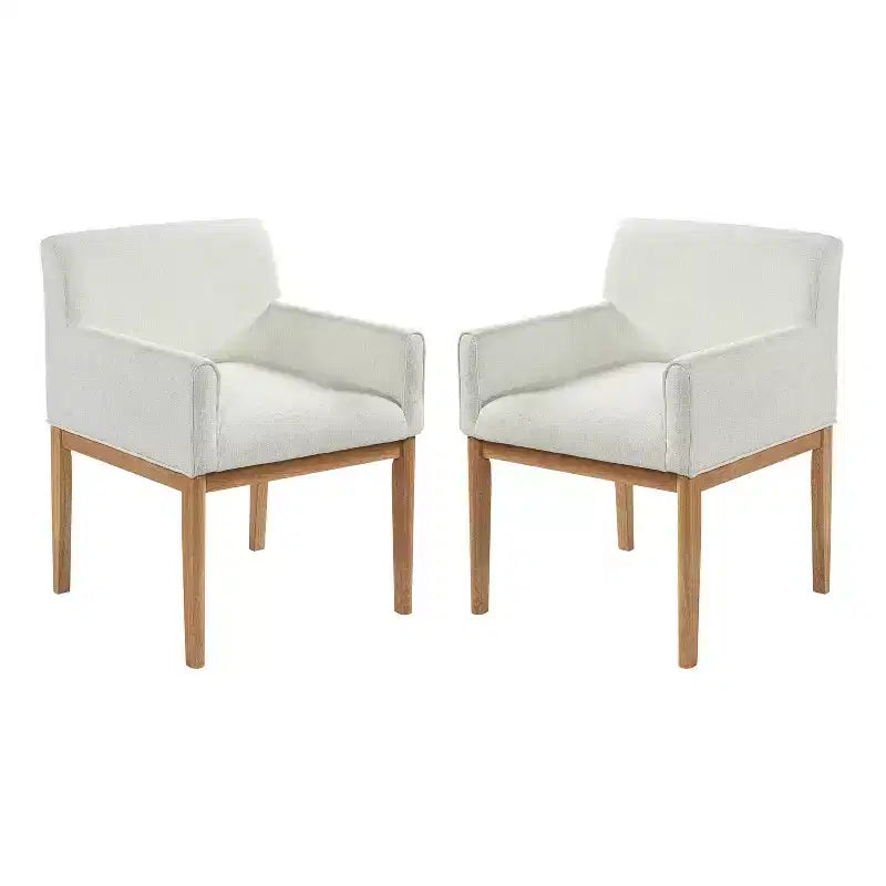 Chaises de salle à manger capitonnées modernes en bois d'hévéa avec accoudoirs