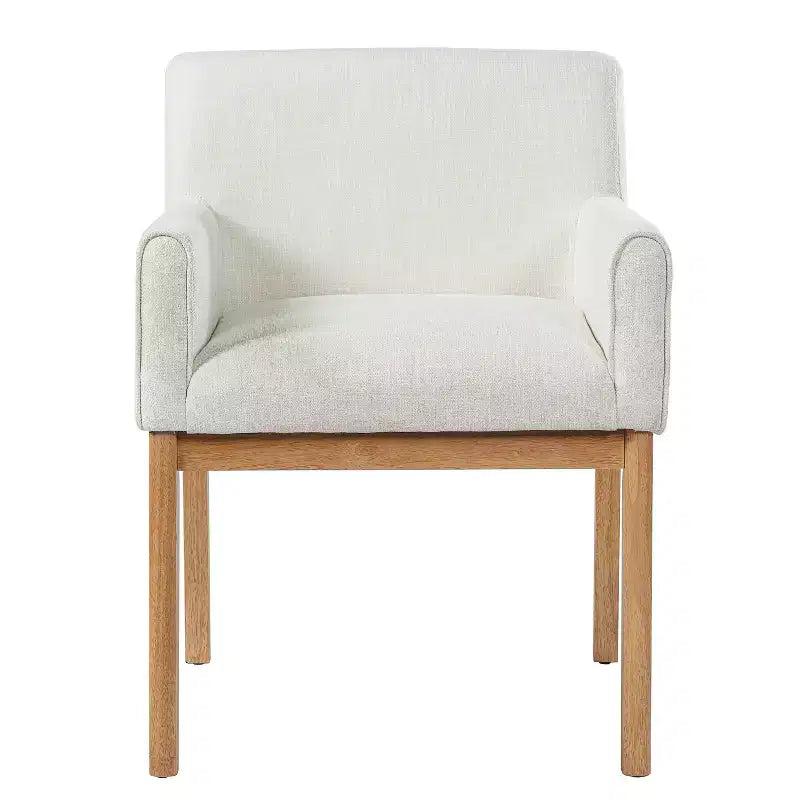 Chaises de salle à manger capitonnées modernes en bois d'hévéa avec accoudoirs