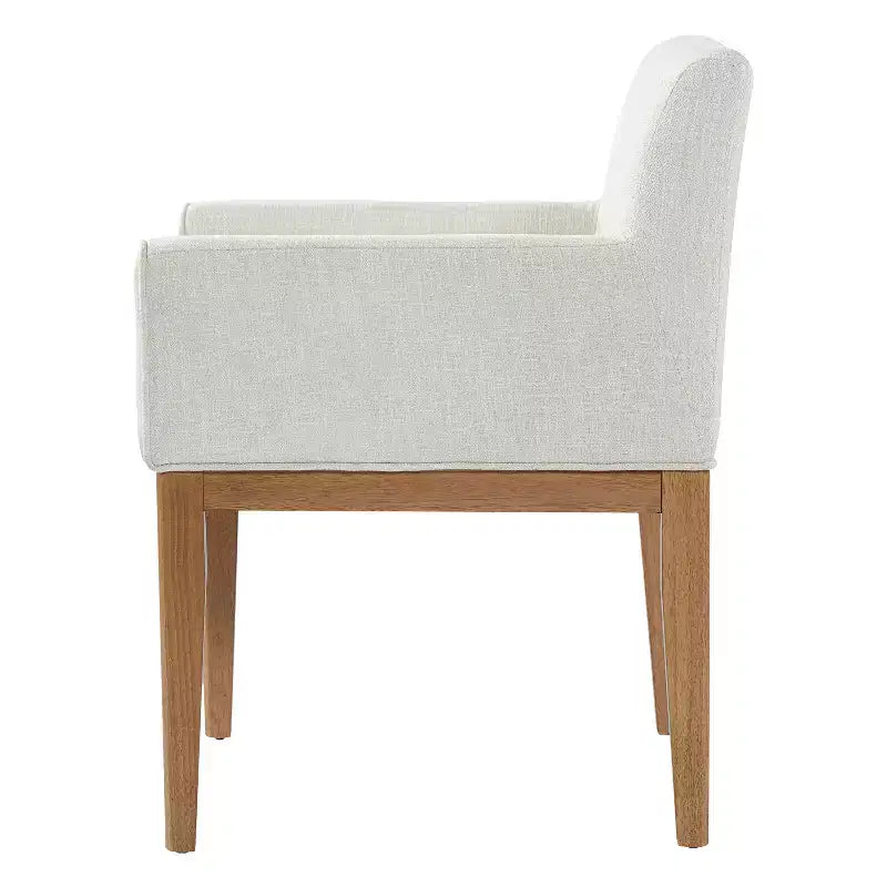 Chaises de salle à manger capitonnées modernes en bois d'hévéa avec accoudoirs