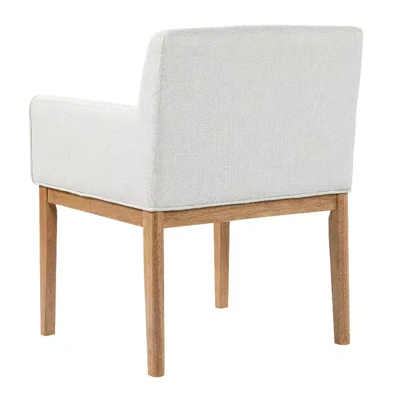 Chaises de salle à manger capitonnées modernes en bois d'hévéa avec accoudoirs