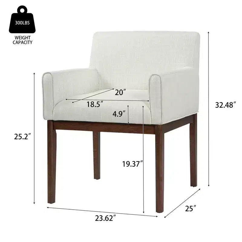 Chaises de salle à manger capitonnées modernes en bois d'hévéa avec accoudoirs