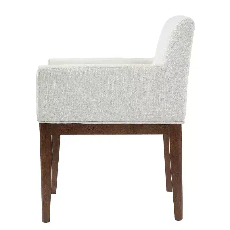 Chaises de salle à manger capitonnées modernes en bois d'hévéa avec accoudoirs
