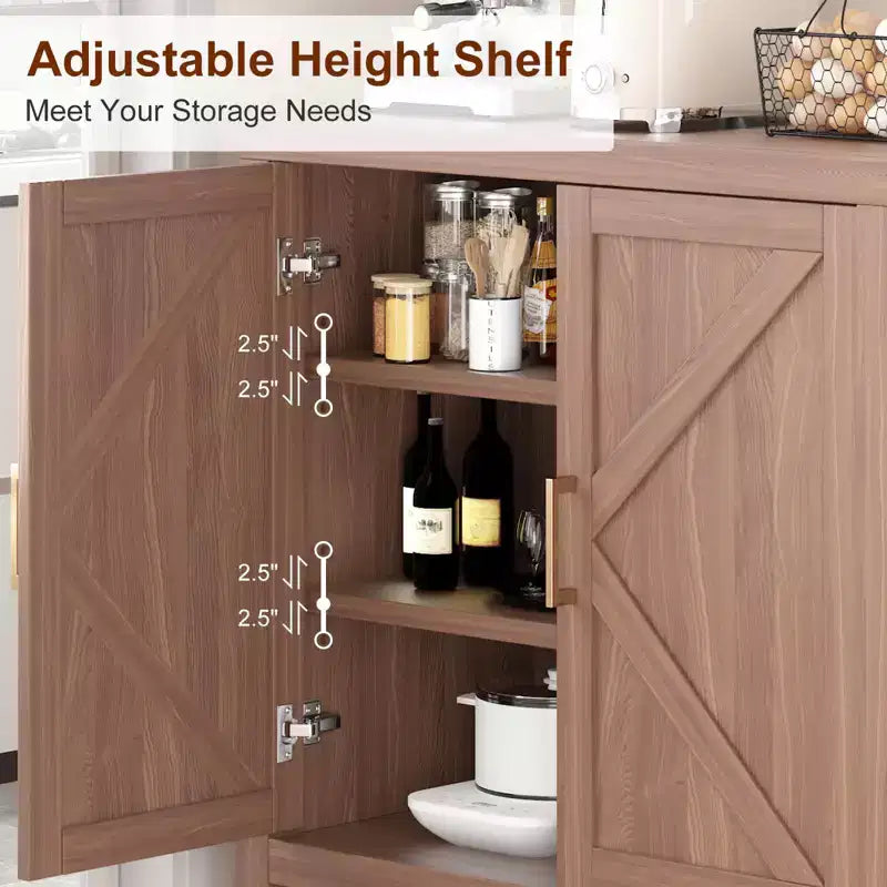 Meuble de bar à café, Buffet, Armoire de rangement avec étagères réglables, Armoire de cuisine/salle à manger sur pied, Convient pour la cuisine et la salle à manger