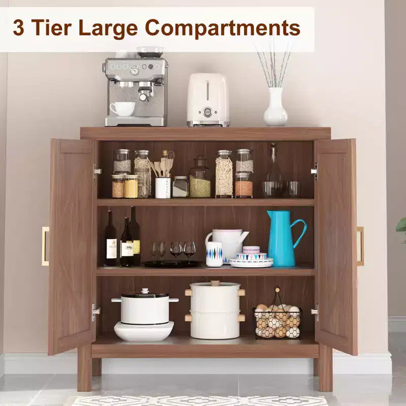 Meuble de bar à café, Buffet, Armoire de rangement avec étagères réglables, Armoire de cuisine/salle à manger sur pied, Convient pour la cuisine et la salle à manger