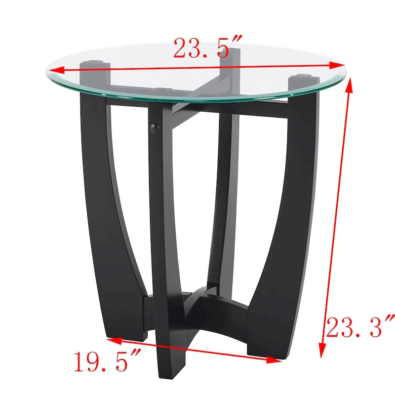 23.5 inch round glass coffee table