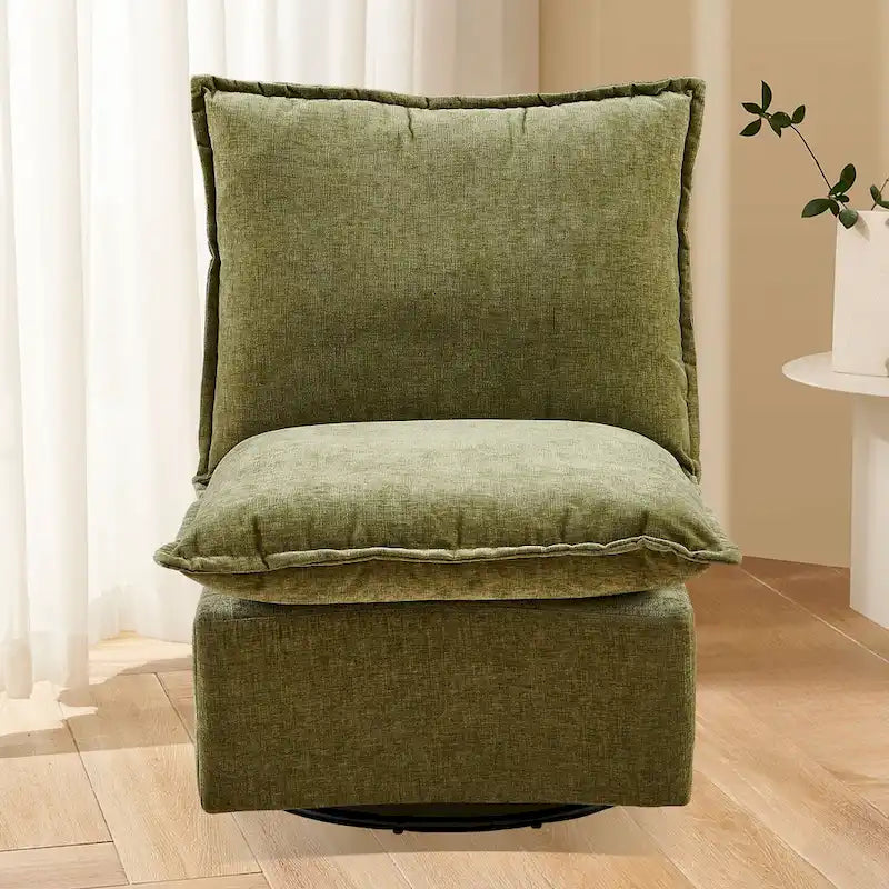 Green 28.74 Chenille Upholstered Swivel Rocking Chair
