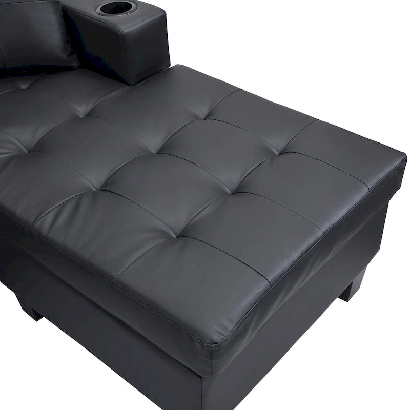 Modern 4-Seat L-Shaped Sectional Sofa with Lounge Chaise