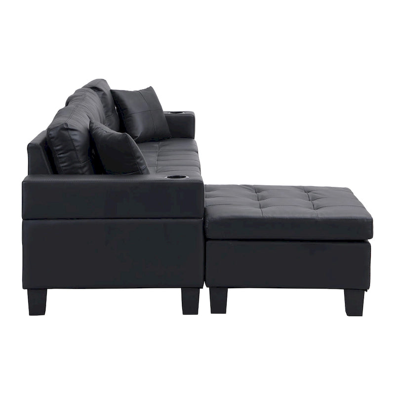Modern 4-Seat L-Shaped Sectional Sofa with Lounge Chaise
