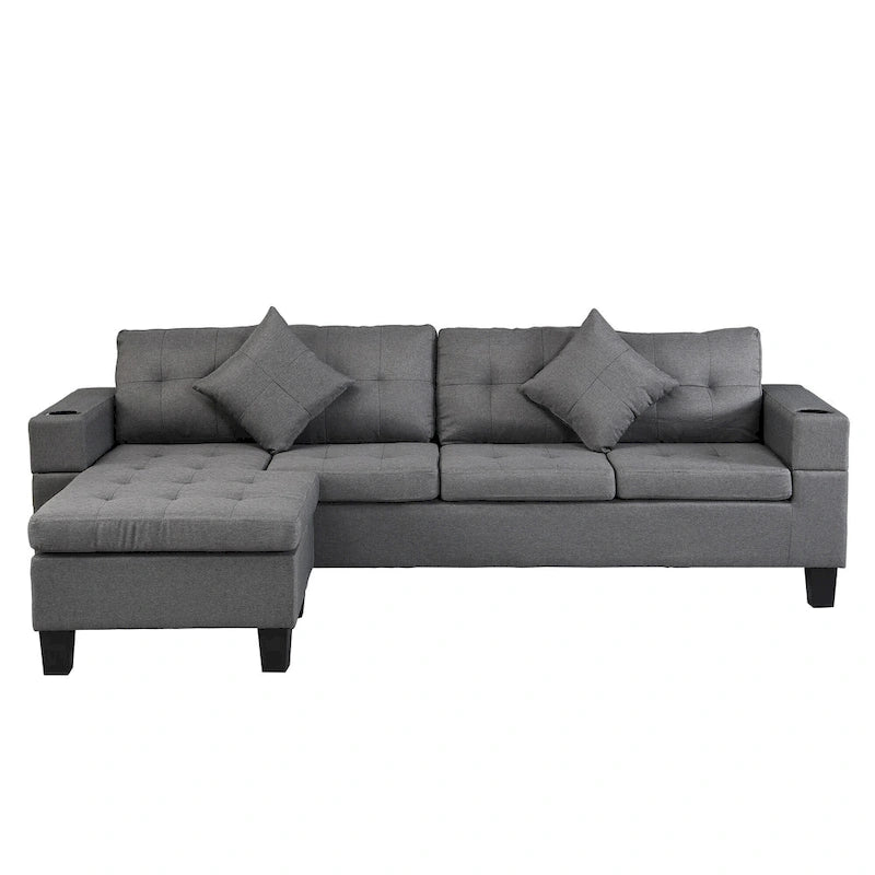 Modern 4-Seat L-Shaped Sectional Sofa with Lounge Chaise