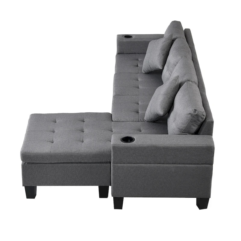 Modern 4-Seat L-Shaped Sectional Sofa with Lounge Chaise