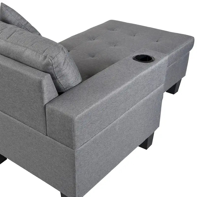 Modern 4-Seat L-Shaped Sectional Sofa with Lounge Chaise