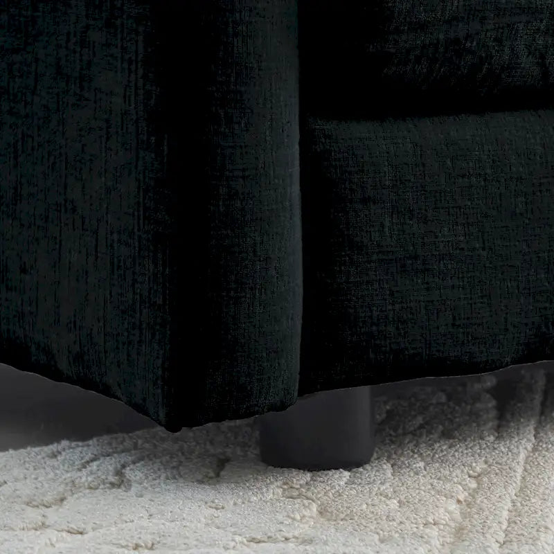 Black 4-Piece Chenille Modular Sectional Sofa with Loveseat & Ottomans