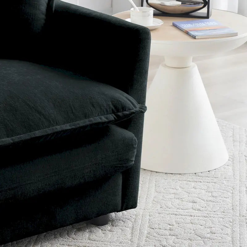 Black 4-Piece Chenille Modular Sectional Sofa with Loveseat & Ottomans