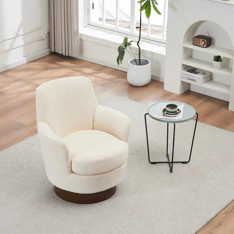 29.3 Upholstered Swivel Barrel Chair with Stainless Steel Base