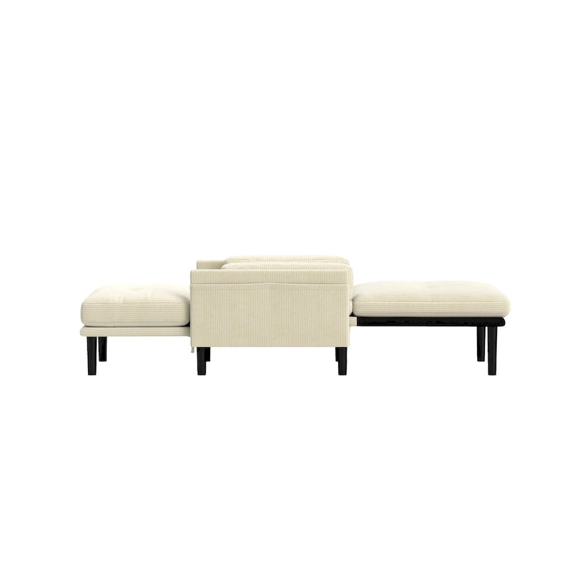 Ivory 30.32 Multi-Functional Corduroy Single Sofa, Convertible Lounge Chair, Bed