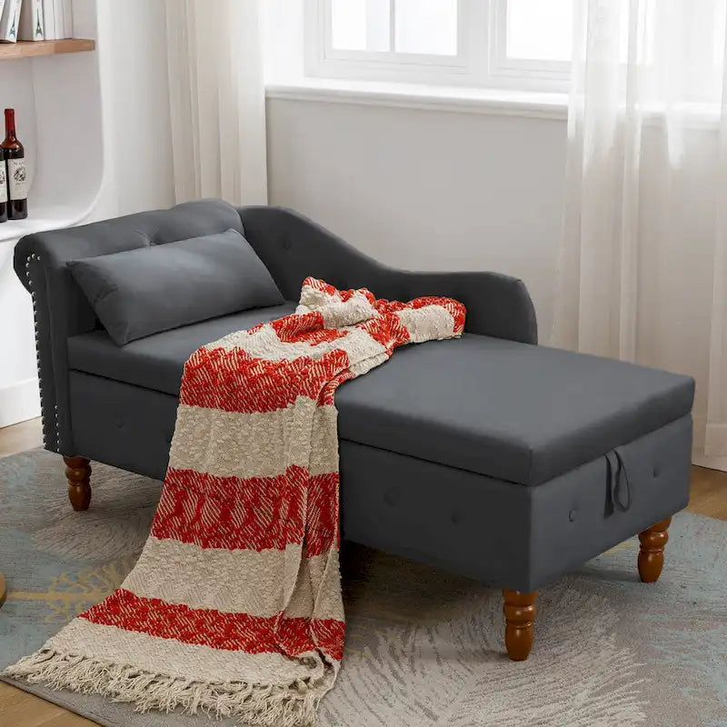 Velvet Chaise Lounge Indoor with Pillow
