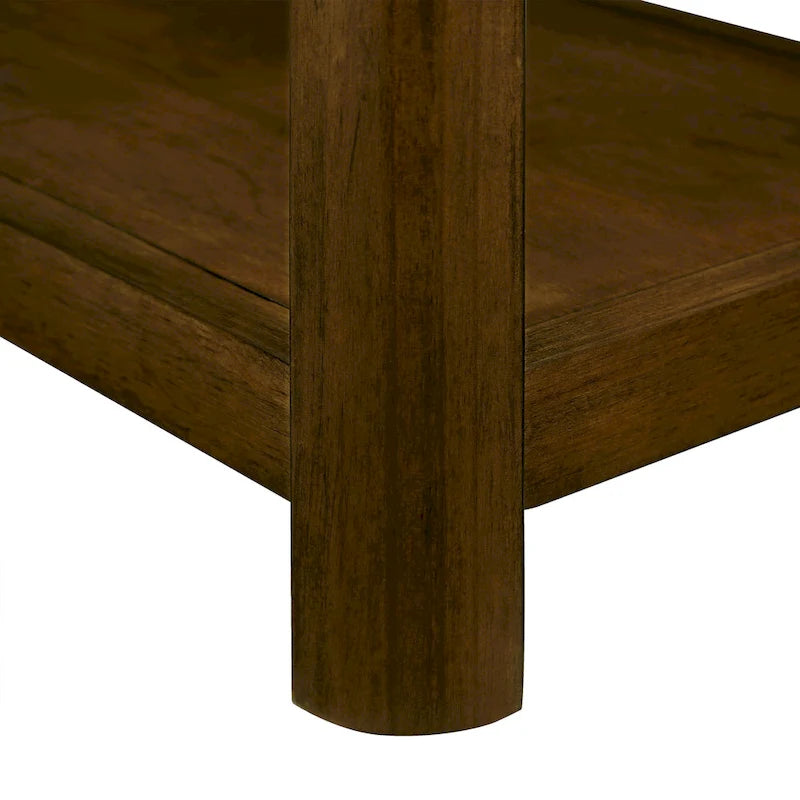 25 Rectangular Farmhouse End Table with Storage Shelf, Sofa Side Table with Solid Wood Legs for Living Room, Bedroom, Office