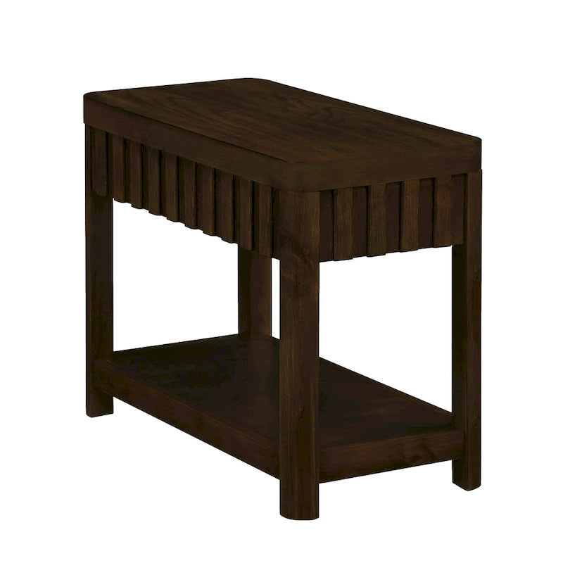 25 Rectangular Farmhouse End Table with Storage Shelf, Sofa Side Table with Solid Wood Legs for Living Room, Bedroom, Office