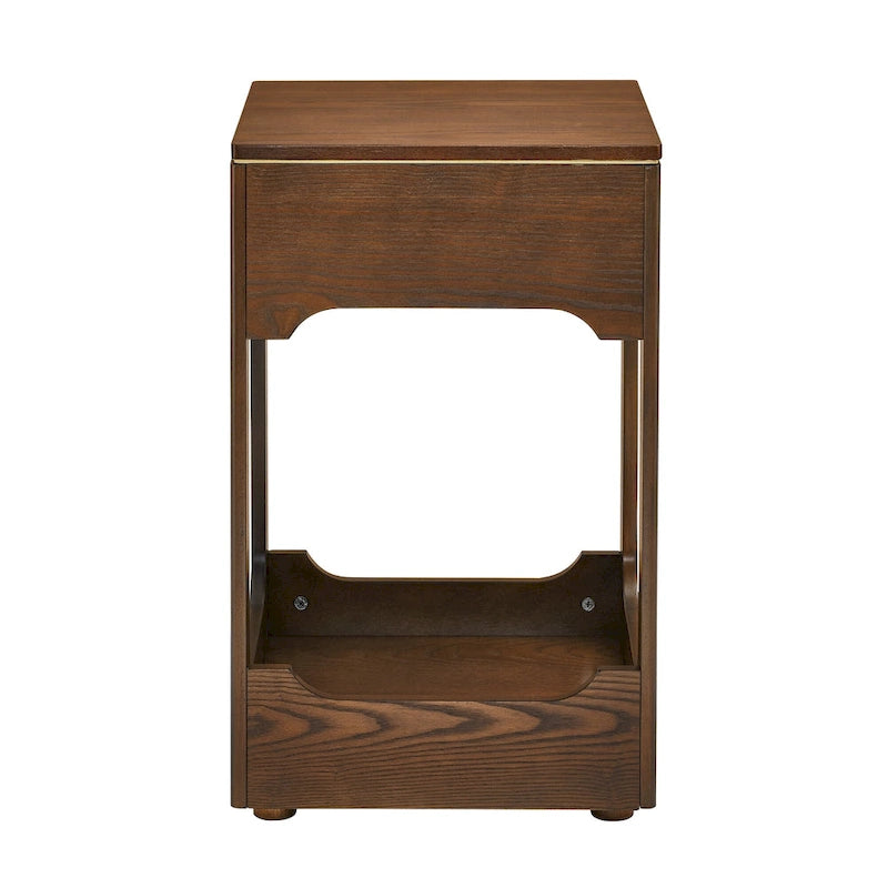 Mid Century Modern Lift Top Side Table, Small Rising End Table Couch Table with Storage Shelf, Wooden Nightstand
