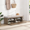 49 Entryway Shoe Storage Bench with Double Doors & Padded Cushion,Space-Saving Ottoman
