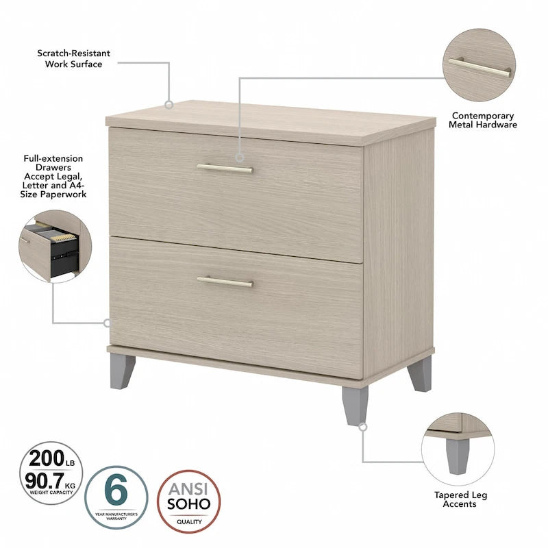 Bush Furniture Somerset 2 Drawer Lateral File Cabinet with Storage