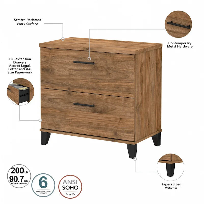 Bush Furniture Somerset 2 Drawer Lateral File Cabinet with Storage