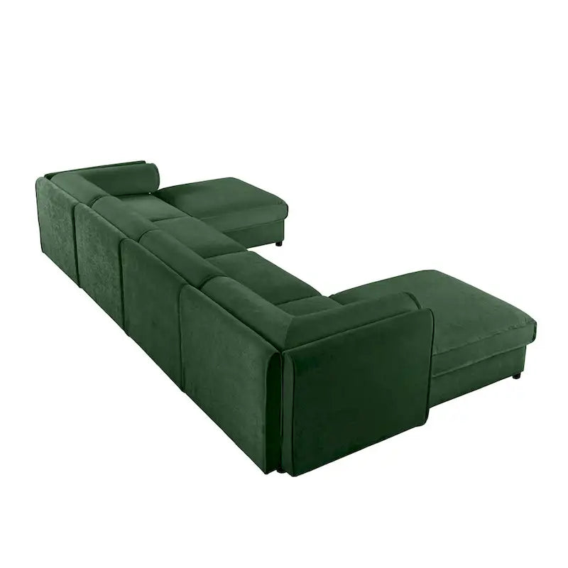 142.5 Chenille Upholstered U-Shaped Modular Sectional Sofa with Storage Seat, DIY Combination