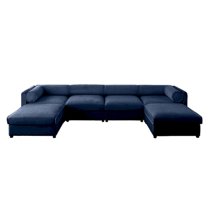 142.5 Chenille Upholstered U-Shaped Modular Sectional Sofa with Storage Seat, DIY Combination