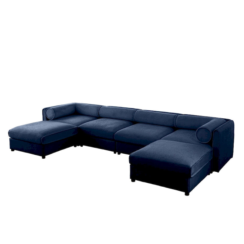 142.5 Chenille Upholstered U-Shaped Modular Sectional Sofa with Storage Seat, DIY Combination