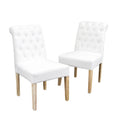 Feni Dining Parsons Chair Set of 2, Tufted Rolled, Off White Linen