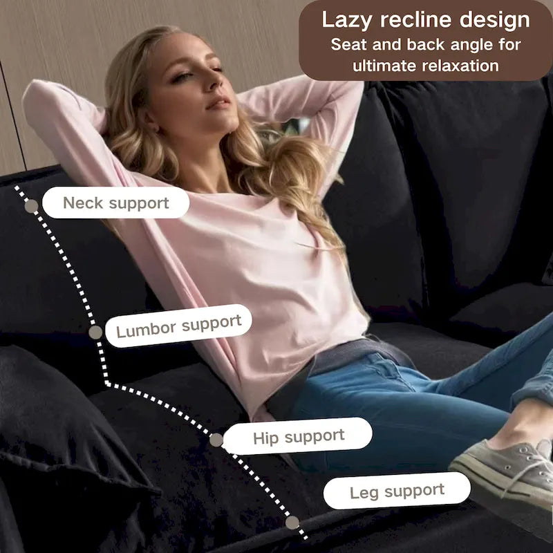 109.45 Chenille Upholstered L-Shaped Modular Sectional Sofa with Double-Layer Cushions, DIY Combination
