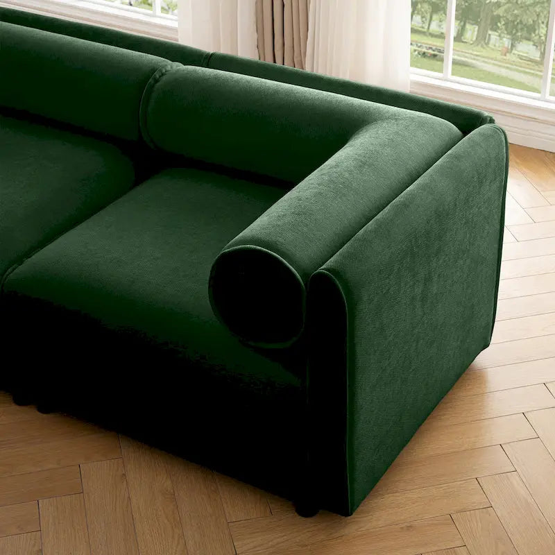 Oversized 7-Piece Chenille Upholstered L-Shaped Modular Sectional Sofa with Storage Seat, DIY Combination