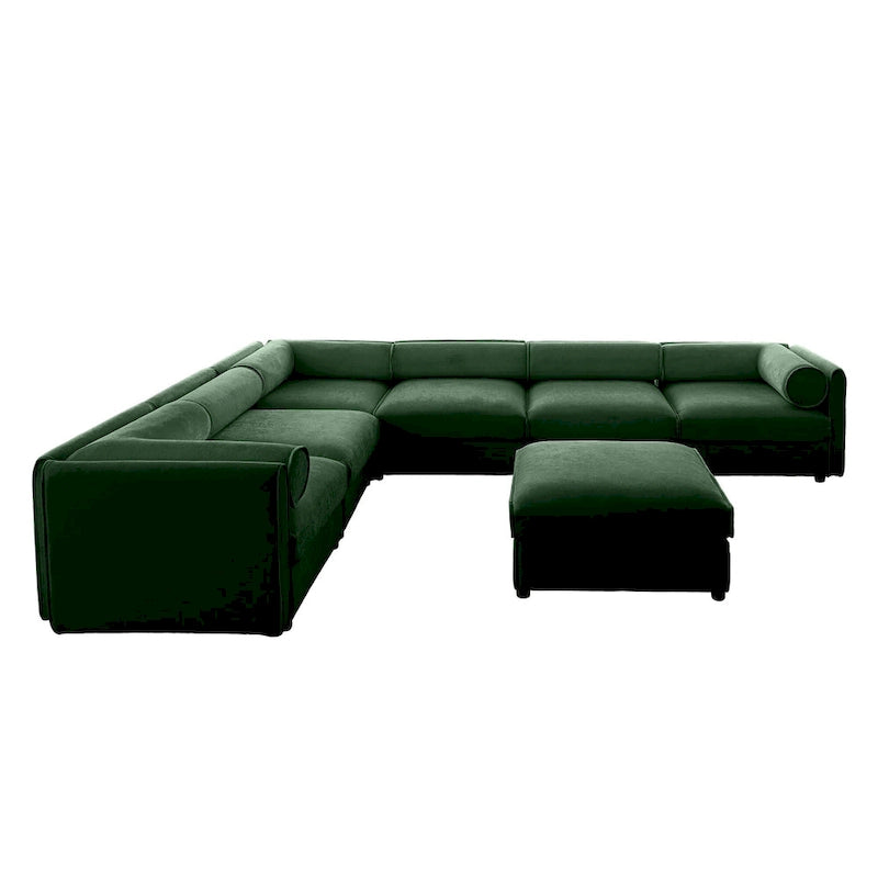 Oversized 7-Piece Chenille Upholstered L-Shaped Modular Sectional Sofa with Storage Seat, DIY Combination