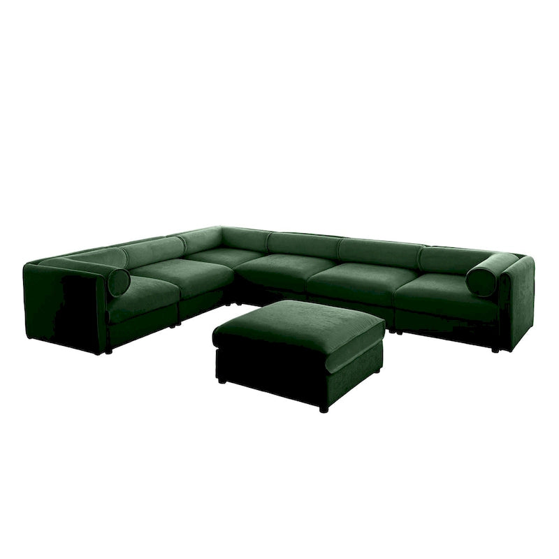 Oversized 7-Piece Chenille Upholstered L-Shaped Modular Sectional Sofa with Storage Seat, DIY Combination