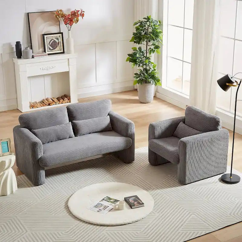 GDFStudio - Emiliano Sofa Set in Premium Corduroy with Elegant Design and Superior Comfort
