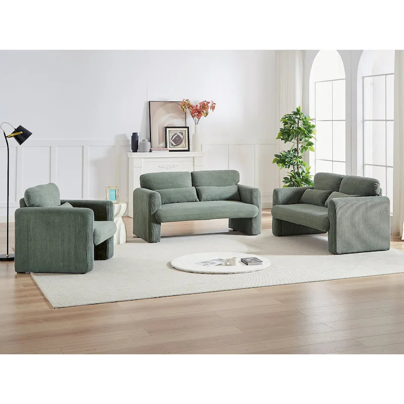 GDFStudio - Emiliano Sofa Set in Premium Corduroy with Elegant Design and Superior Comfort