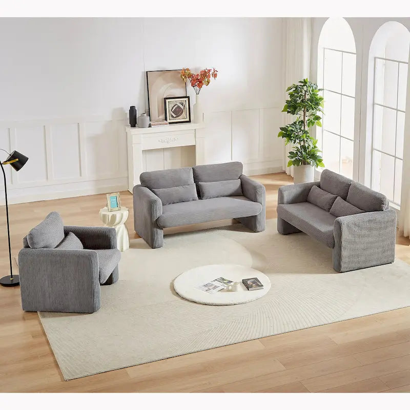 GDFStudio - Emiliano Sofa Set in Premium Corduroy with Elegant Design and Superior Comfort