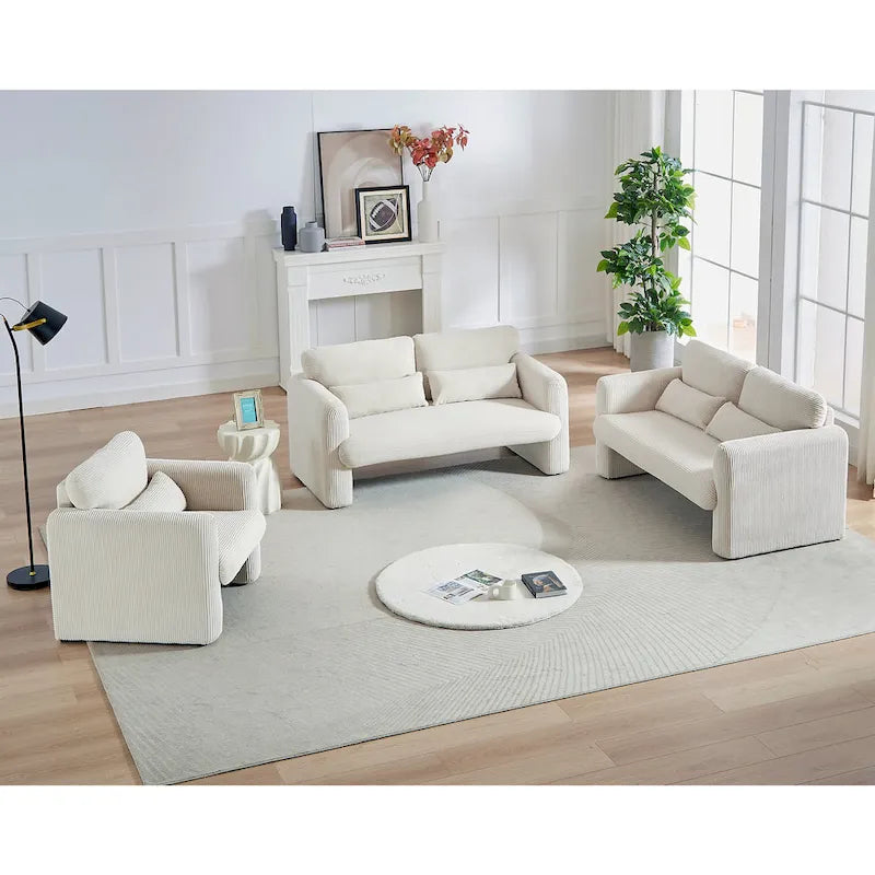 GDFStudio - Emiliano Sofa Set in Premium Corduroy with Elegant Design and Superior Comfort